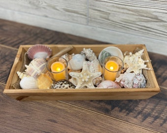 ウェッジウッド【Seashell】日本未入荷　セット　貝殻テーブルコーディネート Seashell Centerpiece: Beach Decor With LED Candles in Wooden Box