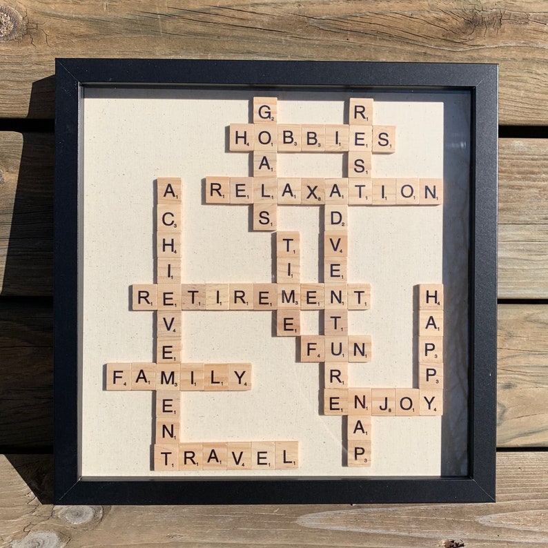 Retirement Picture Frame, Scrabble Tile Retirement Frame, Scrabble Tile Framed Wall Art, Retirement Gift for Men, Retirement Gift for Women image 4