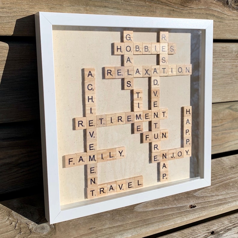 Retirement Picture Frame, Scrabble Tile Retirement Frame, Scrabble Tile Framed Wall Art, Retirement Gift for Men, Retirement Gift for Women image 2