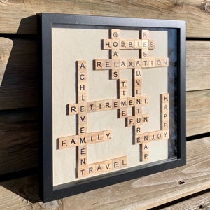 Retirement Picture Frame, Scrabble Tile Retirement Frame, Scrabble Tile Framed Wall Art, Retirement Gift for Men, Retirement Gift for Women image 5