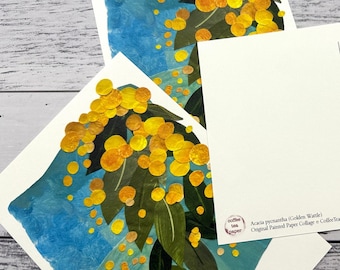 Golden Wattle Art Postcard – Australian Floral Happy Mail