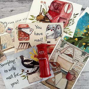 Post Card Sample Pack - 6 Original Postcards by CoffeeTeaPaper - Happy Mail/Post Crossing/Pen Pal/Swap/Journal Card