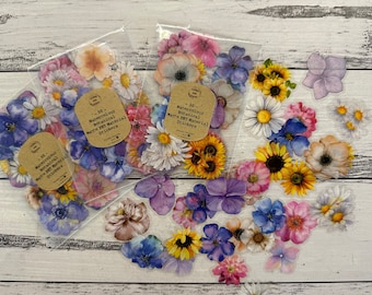 Watercolour Botanical Matte PET Material Stickers - Journal Junk Journal Happy Mail Paper Crafting Scrapbook