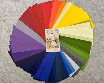 Rainbow Paper Pack: 50 Scrapbook Journal Pieces - Textured Craft Paper