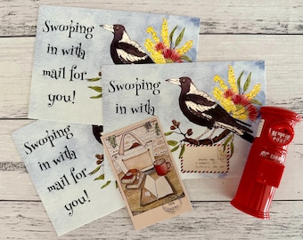 Magpie Happy Mail Postcard - Australian Native Floral Art