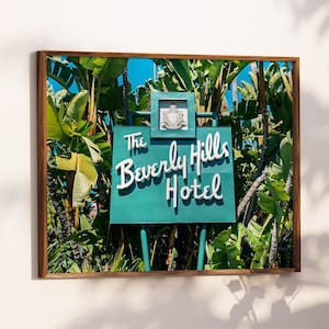 Beverly Hills Hotel Sign Print, Art Deco Decor, Los Angeles Iconic Historic Hollywood Landmark, Palm Tree Wall Art