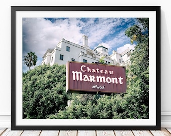 Chateau Marmont Sunset Strip Wall Art, Vintage Hollywood Wall Art, Vintage LA Landmark Hotel Art Print, Los Angeles Photography of Hollywood