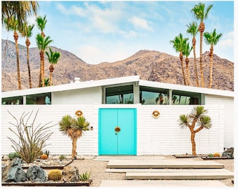 Palm Springs Home, blue Door, Palm Springs, Mid-century Modern, Palm Springs Photography, Modern Wall Decor