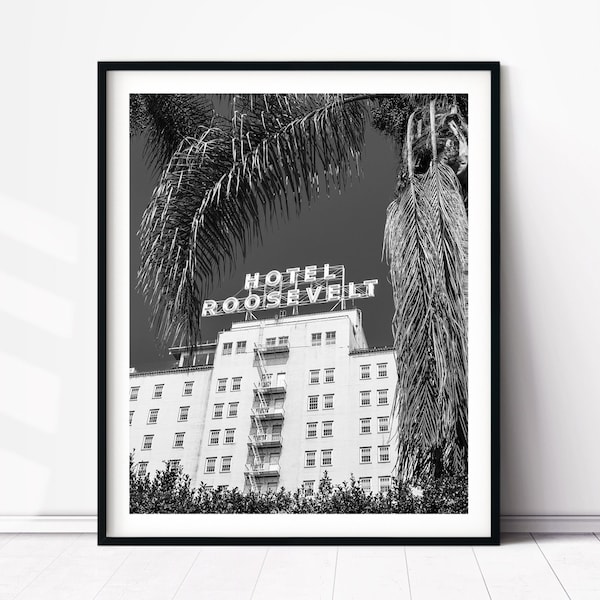 Hollywood Roosevelt Hotel Print, Historic Los Angeles Decor, Walk of Fame Retro Wall Art Classic California Architecture Photography