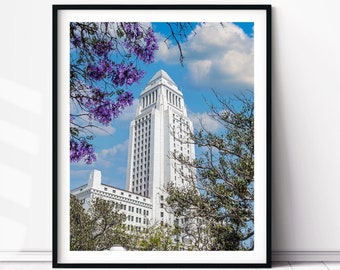 Los Angeles City Hall, LA City Hall Print, Art Deco Decor, Los Angeles Wall Art, Architecture Photo