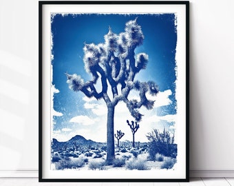 Joshua Tree Cyanotype Print Poster Wall Art Decor