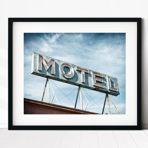 Vintage Neon Motel Sign Print, Mid Century Modern Decor, Googie Wall Art, Retro Signage, Iconic Los Angeles, California Fine Art Photography