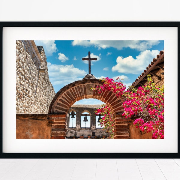 Mission San Juan Capistrano, Mission Bell Tower courtyard, Spanish Mission, Orange County California, Fine Art Photograph