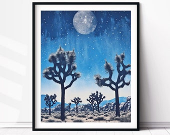 Joshua Tree Cyanotype Print Poster Wall Art Decor