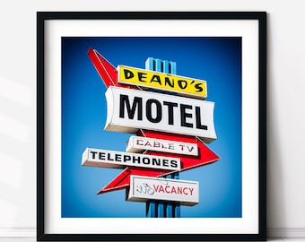 Deano's Motel Sign Print, Mid Century Modern Decor, Los Angeles California Fine Art Photography, Googie Architecture, LA Retro Wall Art