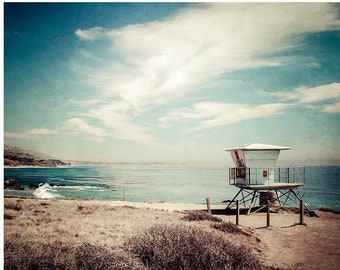 Leo Carrillo Lifeguard Tower, Malibu Beach Wall Art, Southern California Coast Decor, Seascape Ocean Fine Art Photography