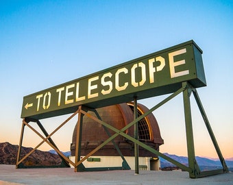 Griffith Observatory Telescope Sign Print, Art Deco Architecture Photography, Historic Los Angeles Landmark  LA Wall Art Vintage Retro Decor