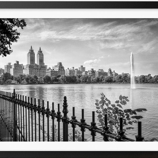 New York City Fine Art Print, Jacqueline Kennedy Onassis Reservoir, Central Park Photography, Manhattan Black and White Decor