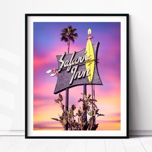 Safari Inn Hotel Neon Sign San Fernando Valley Burbank Mid Century Modern Motel Retro Vintage Los Angeles Photo Print Poster Wall Art Decor Bild 1