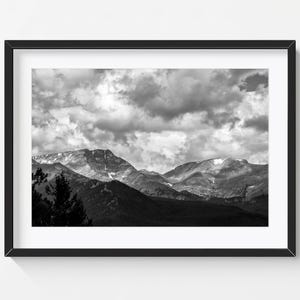 Rocky Mountain National Park Print, Colorado Decor, Black and White Landscape Photography, Mountain Wall Art