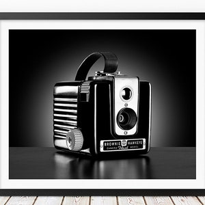 Vintage Camera Print, Brownie Camera, Black and White Photography, Camera Decor, Retro Camera Wall Art