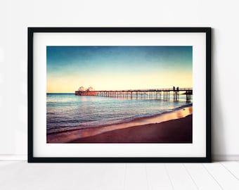Malibu Beach Pier Print, Southern California Coast Decor, Ocean Wall Art