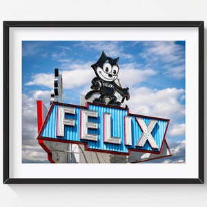 Felix the Cat Chevrolet Neon Sign Vintage Retro Mid Century Modern Los Angeles Fine Art Photography Googie Print Poster Wall Art Decor