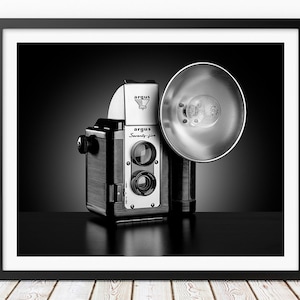 Vintage Camera Print, Argoflex, Retro Camera Wall Art, Black and White Photography, Camera Decor