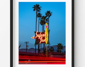 Safari Inn Hotel Neon Sign San Fernando Valley Burbank Mid Century Modern Motel Retro Vintage Los Angeles Photo Print Poster Wall Art Decor