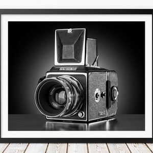 Vintage Camera Print, Zenith 80 Russian Hasselblad, Retro Camera Wall Art, Black and White Photography, Camera Decor