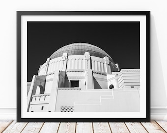 Griffith Observatory Print, Art Deco Decor, Architectural Photography Historic Los Angeles LA Wall Art Vintage Retro Architecture