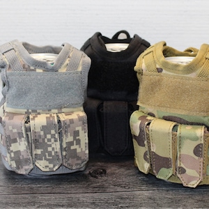 Military Vest Can Cooler | Grey Camo | Camo Patterend | Military Cozie | Military Dad Gift | Can Cooler Holder | Military Mom Gift