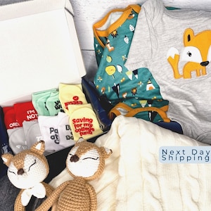 Baby Shower Gift Set | Funny Baby Socks | Baby Blanket | Gender Neutral Gift | Baptism Gift | Baby Clothes | Baby Gift Set | New Baby