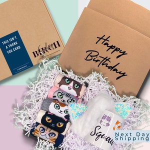 Purrrfect Gift Box for Cat Lover | Cat Socks For Women | Cat Mom | Cat Socks | Friendship Birthday Box | Cat Gifts for Women | Christmas