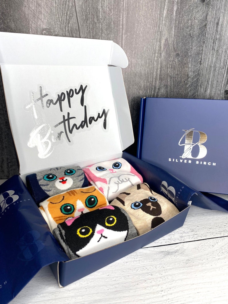 Gift Box for Cat Lover Cat Socks For Women Cat Mom Cat Socks Friendship Birthday Box For Cat Mom Cat Gifts for Women Christmas image 1