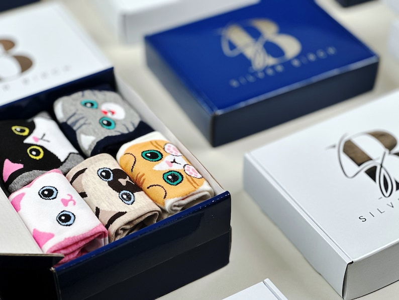 Gift Box for Cat Lover Cat Socks For Women Cat Mom Cat Socks Friendship Birthday Box For Cat Mom Cat Gifts for Women Christmas image 2