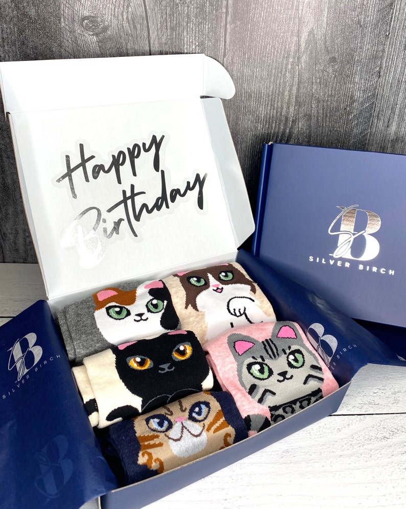 Gift Box for Cat Lover Cat Socks For Women Cat Mom Cat Socks Friendship Birthday Box For Cat Mom Cat Gifts for Women Christmas image 4