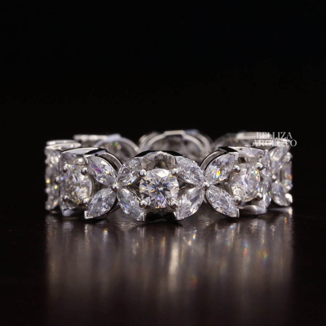 Moissanite Wedding Band Eternity Band Marquise & Round Diamond - Etsy