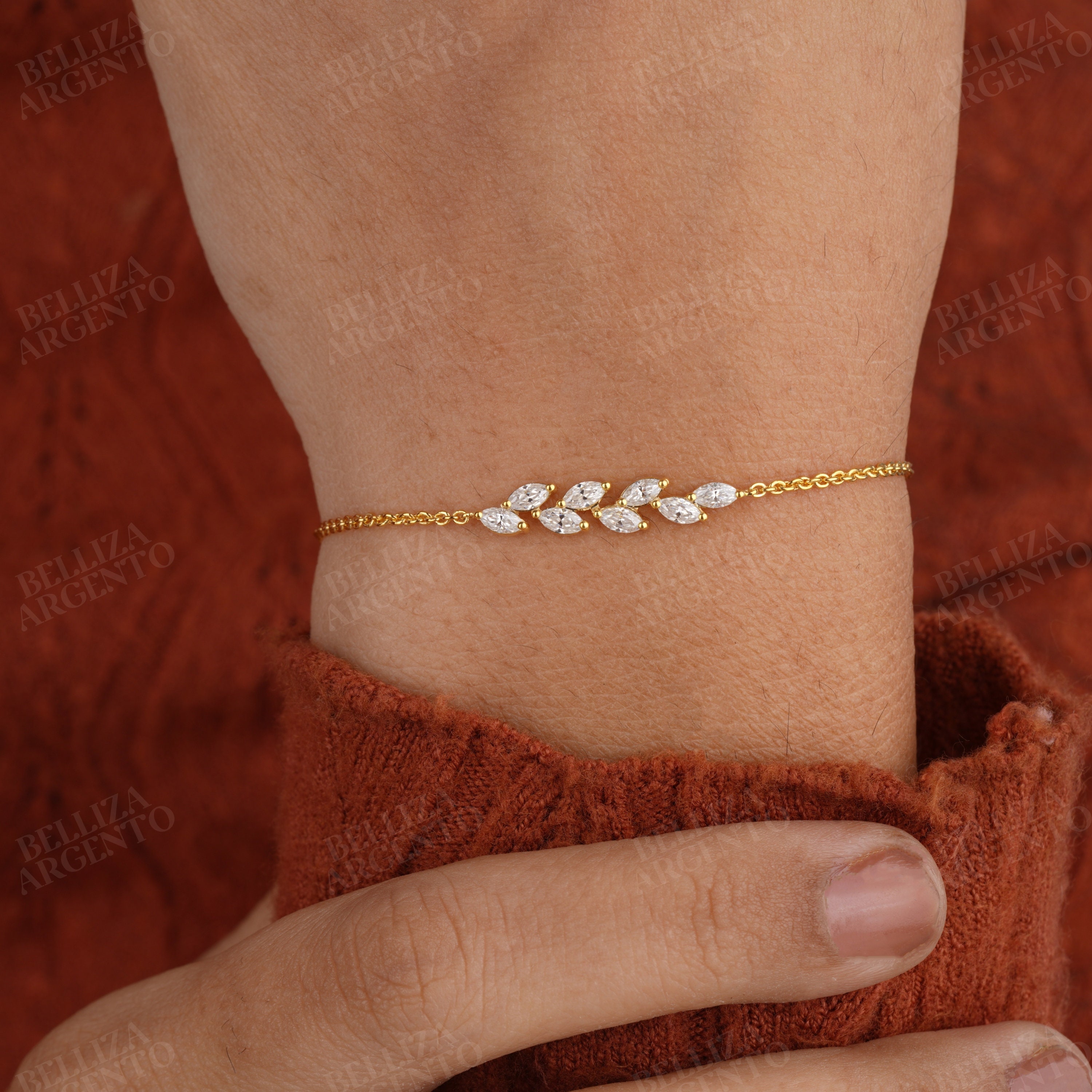 17 7/8 CTW Marquise Lab Grown Diamond Flower Fashion Bracelet - 7 Inches 14K White Gold FG, VS2+