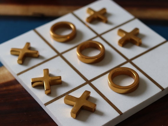 Brass Inlaid Tic Tak Toe Board Game 5 x 5