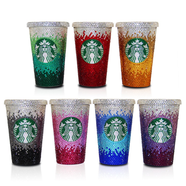 Bling JLO Starbucks Cup, Personalized Starbucks Tumbler With Straw, Rhinestone Bedazzled Coffee