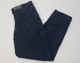 80's Vintage Dark Wash Denim Blue Jeans by Gitano Large Size 10 Ankle Short 31x27 High Waist Fit Mom Jeans