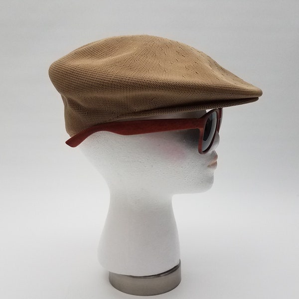 80's Vintage Kangol Tropic Cap in Beige with Short Underbill Size Small Unisex Newsboy Cap Cabbie Cap Minimalist