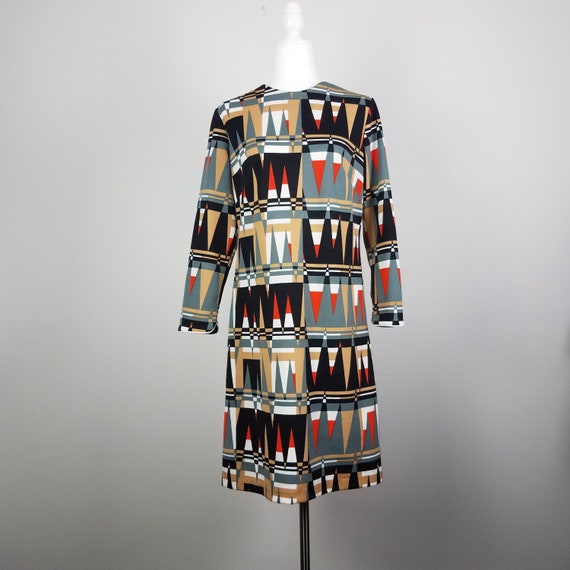 60's Vintage Mod Geometric Shift Dress by Sears F… - image 1