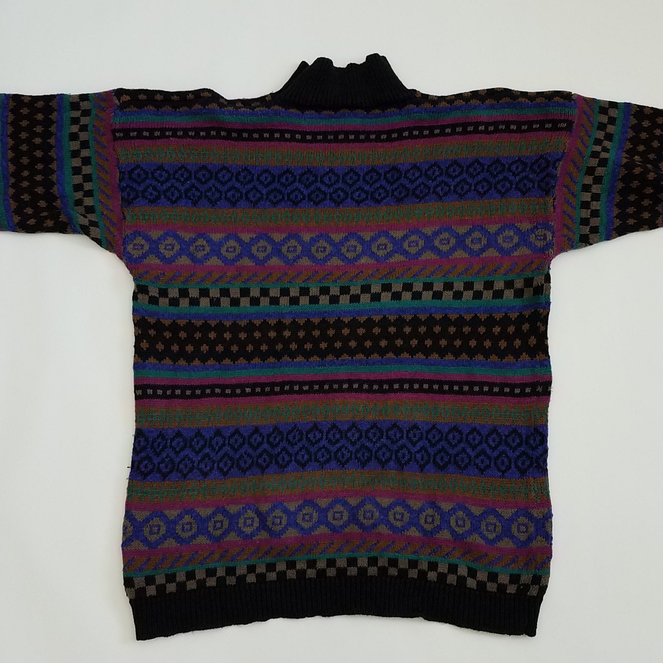 トップス [ItalyVintage]80s MultiColor Turtleneck MEIYIN Womens Autumn Long Sleeve Turtleneck Sweater Colorful