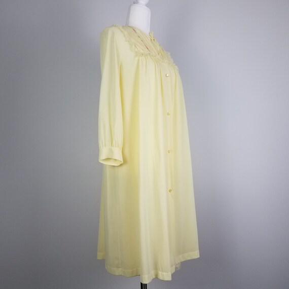 60's Vintage Embroidered Pale Yellow Peignoir Set… - image 7