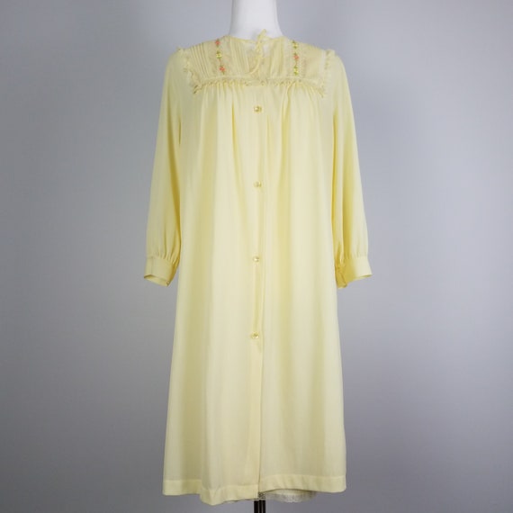 60's Vintage Embroidered Pale Yellow Peignoir Set… - image 6