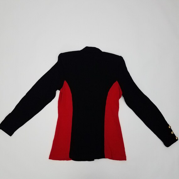 80's Vintage Black and Red Cardigan Sweater Jacke… - image 2