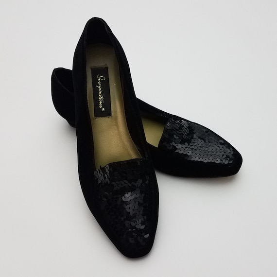 80's GLAM Size 6 Vintage Black Velour Sequin Loafers by Imaginations Dress Shoes Flats Bedazzled - Etsy 80's GLAM Size 6 Vintage Black Velour Sequin Loafers by Imaginations Dress Shoes Flats Bedazzled - Etsy