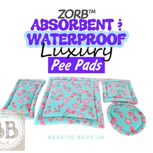 Waterproof, Absorbent Luxury Pee Pads for Cubes, Cuddle Cups, Sofa's and Lap Pads, Guinea Pig Bed, Zorb Pads, Washable Pee Pad, Reusable